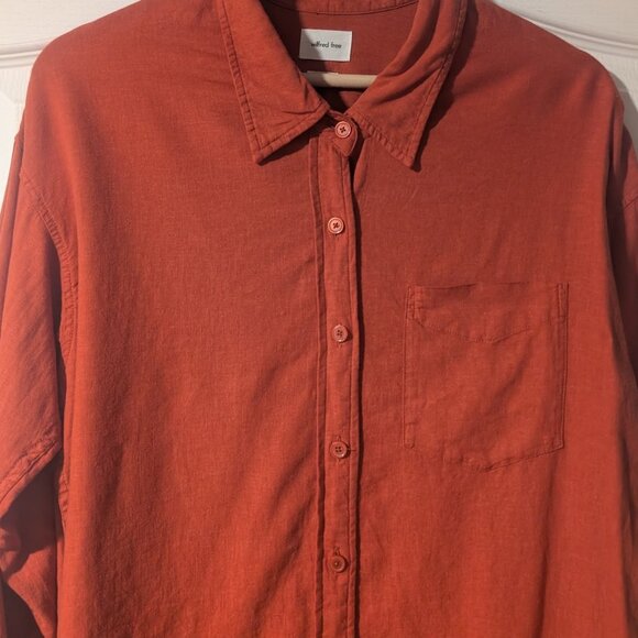 Aritzia Wilfred Free | Relaxed Linen Shirt In Terracotta - Picture 9 of 12